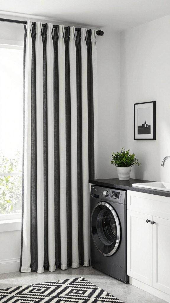 striped curtains elevate laundry style