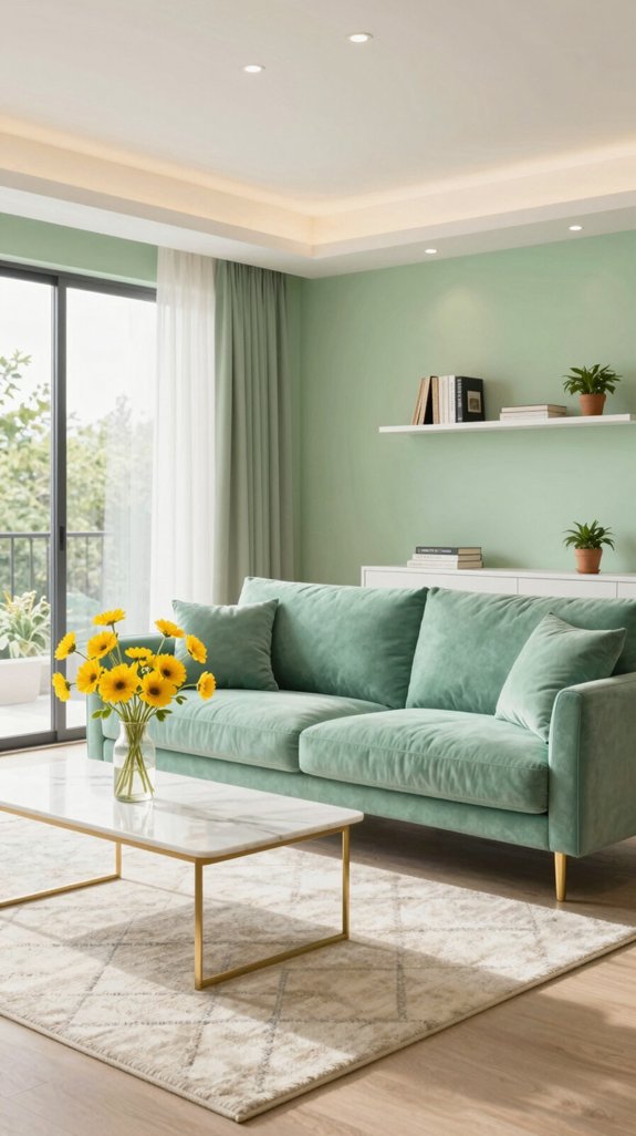 sunny yellow pistachio accents
