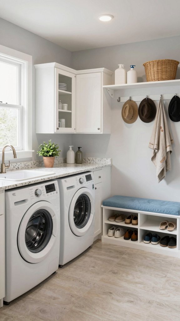 sustainable multi functional laundry mudroom