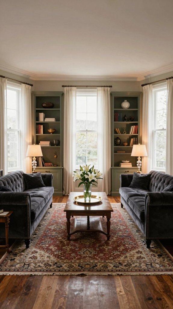 symmetrical sofa arrangement design