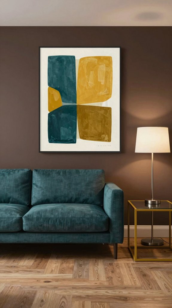 teal mustard dark brown harmony