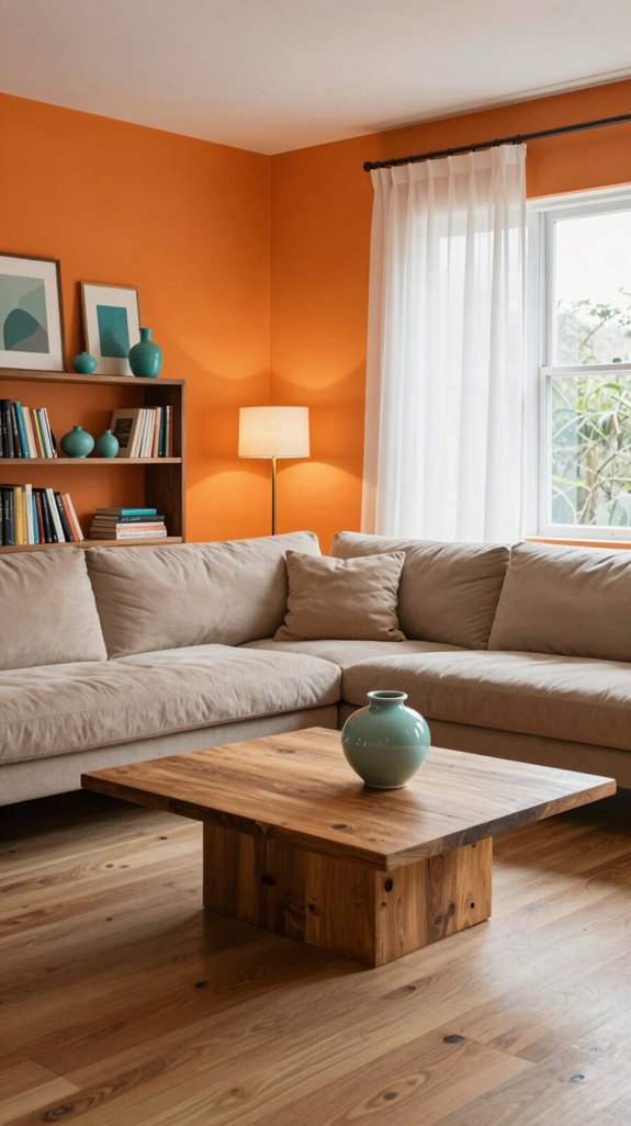 Orange Interior Color Combinations That Feel Energetic and Cozy 5 teal orange balanced interior