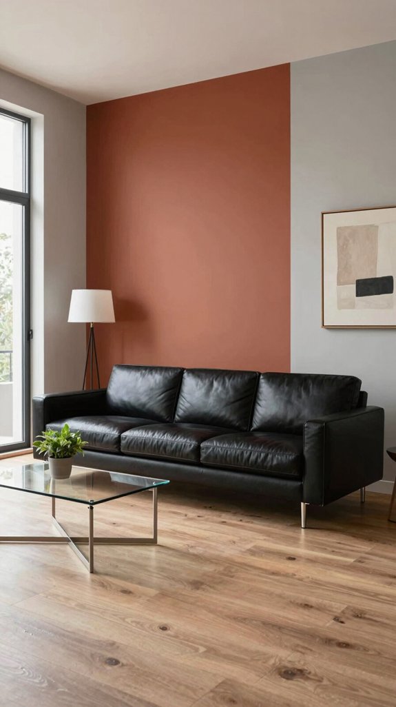 terracotta accent wall contrast