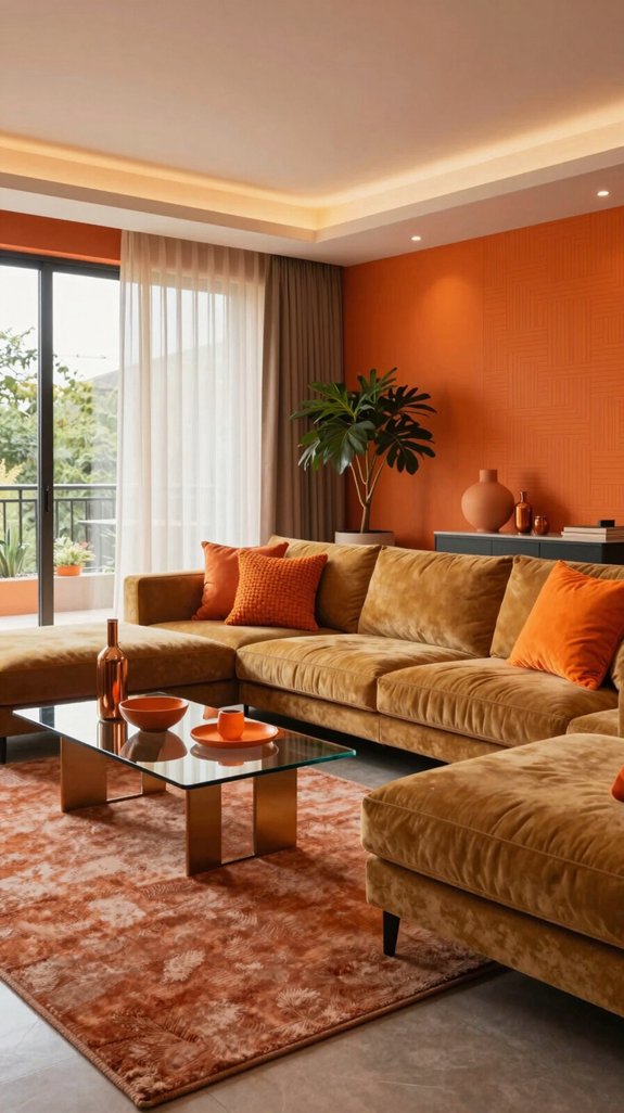 Orange Interior Color Combinations That Feel Energetic and Cozy 9 terracotta mustard green copper palette