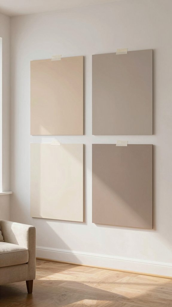 Nude Color Pairings for Soft and Neutral Interiors 18 test paint swatches outdoors