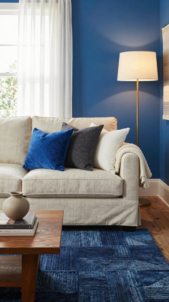 textured electric blue accents