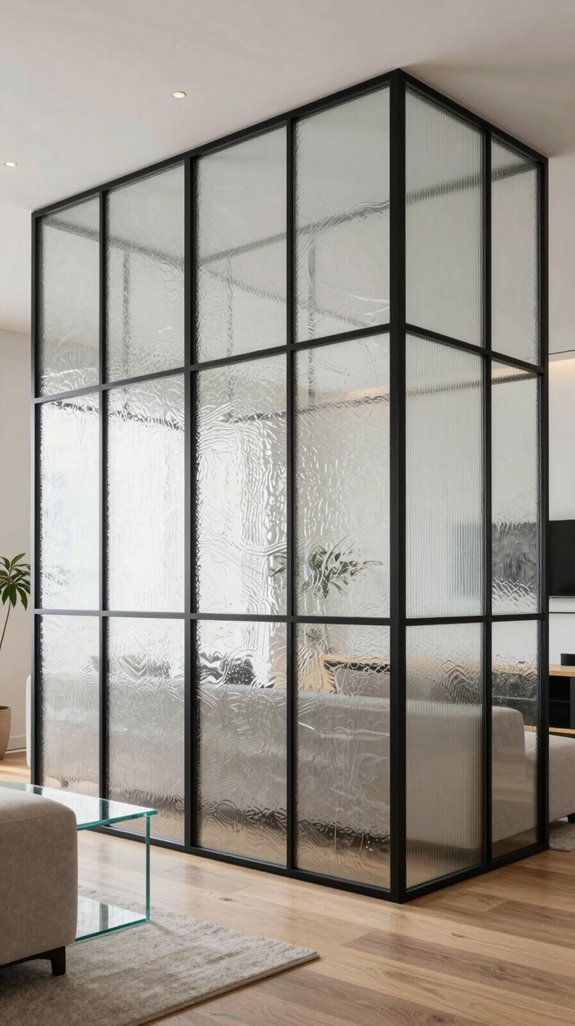 textured glass panel installation