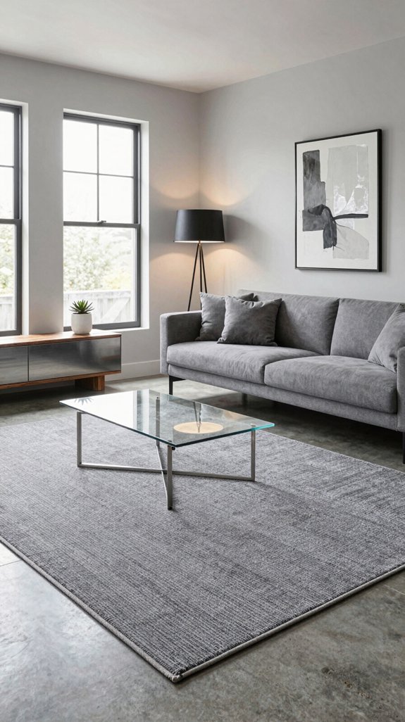 textured grey rug anchor