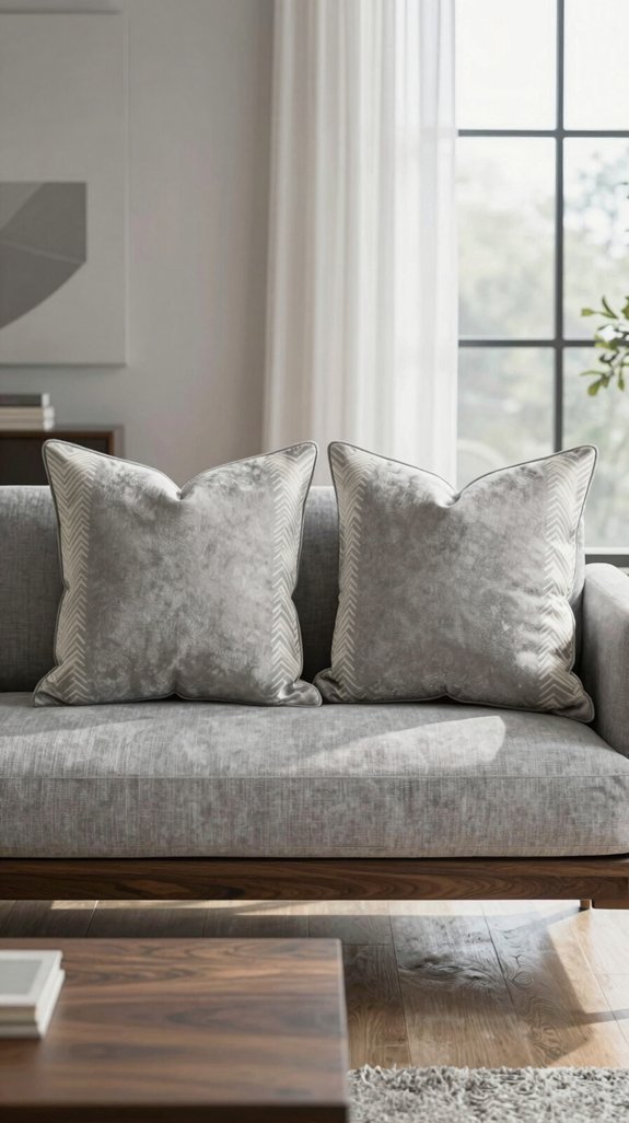 textured grey throw pillows