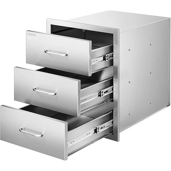 triple access stainless steel drawer