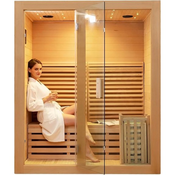 10 Traditional Saunas That Turn Any Home Into a Spa Sanctuary 6 two person wooden sauna with harvia heater