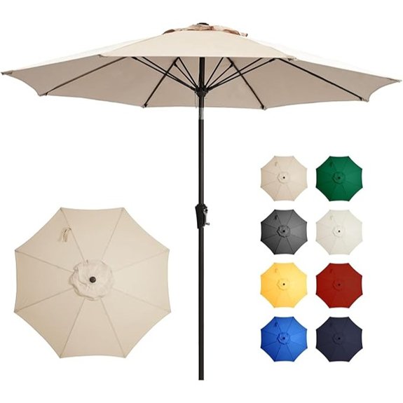 7 Patio Umbrellas That'll Turn Your Backyard Into a Summer Oasis 5 uv resistant tilt patio umbrella