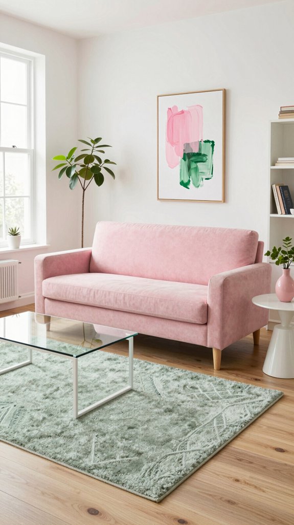 vertical pink green accents