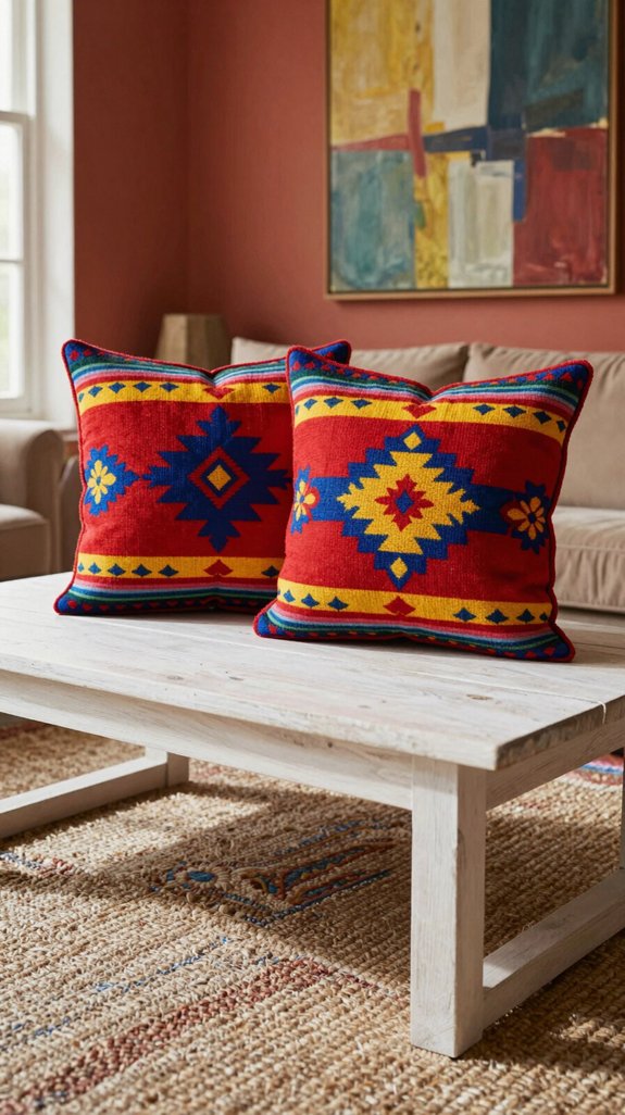 vibrant cushions enhance texture