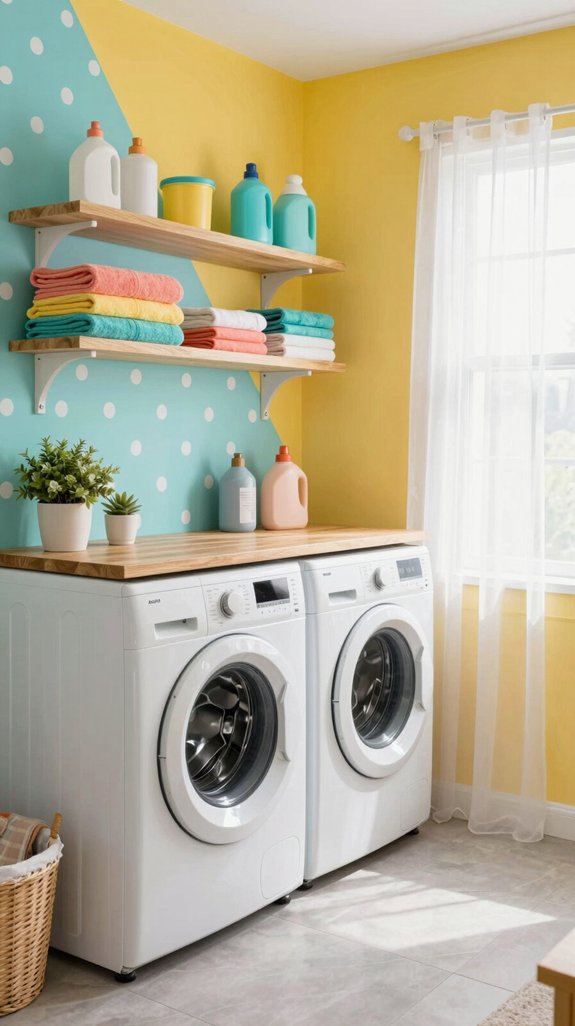 20 Fun Laundry Room Ideas to Make Chores Better 2 vibrant laundry room colors
