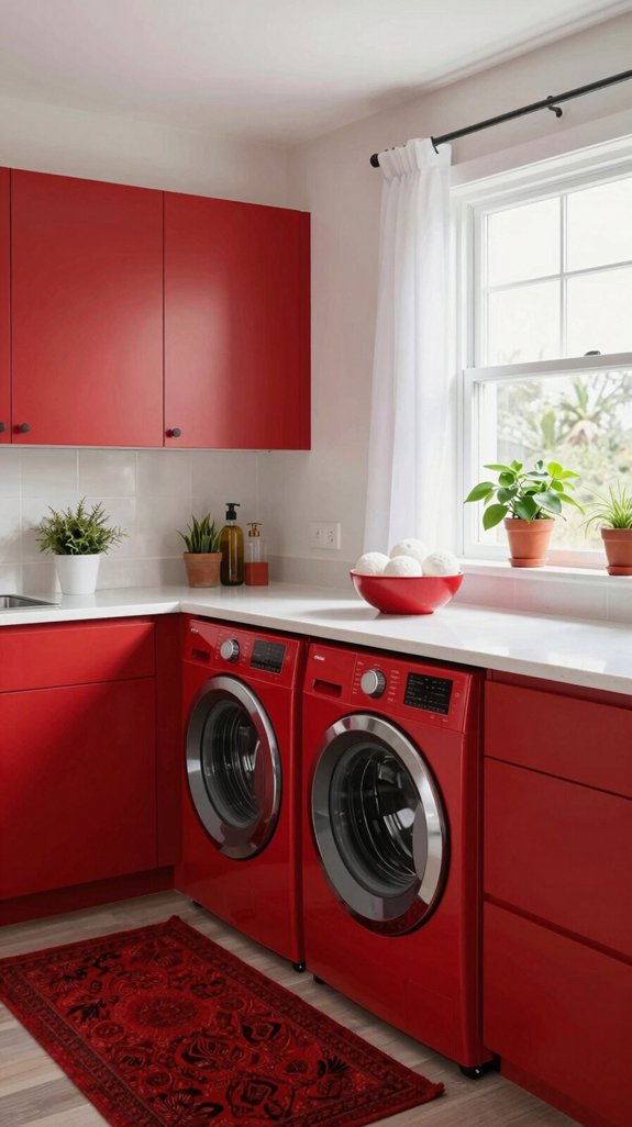 vibrant red laundry accents