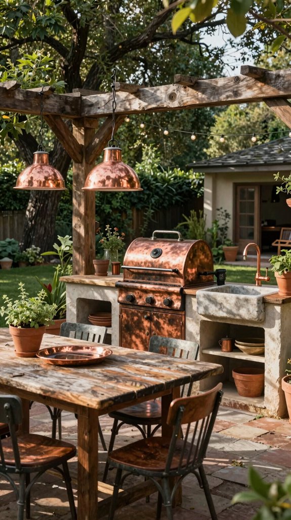 vintage copper outdoor kitchen