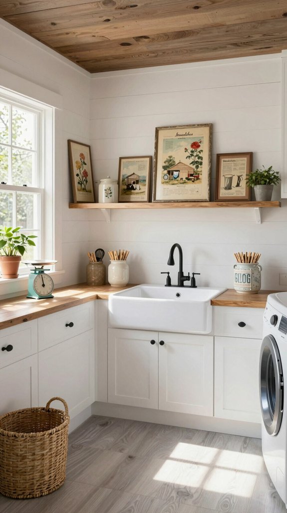 vintage prints enhance laundry charm