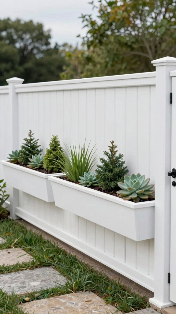 vinyl fence with built in planters