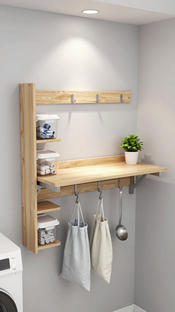 17 Narrow Laundry Room Ideas That Feel Spacious 12 wall mounted folding station design