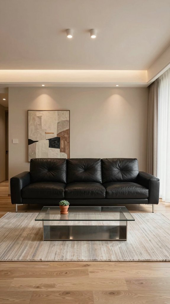warm beige walls sofa