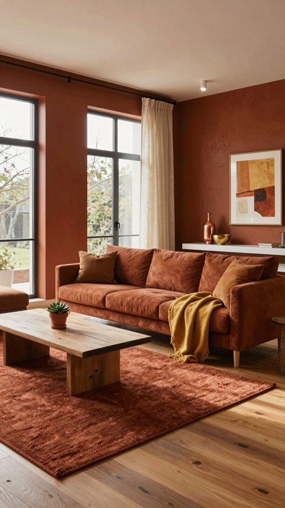 Rust Color Pairings That Add Warmth to Interior Spaces 22 warm earthy rust ambiance