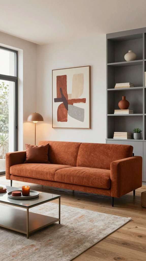 Rust Color Pairings That Add Warmth to Interior Spaces 5 warm grey balances rust