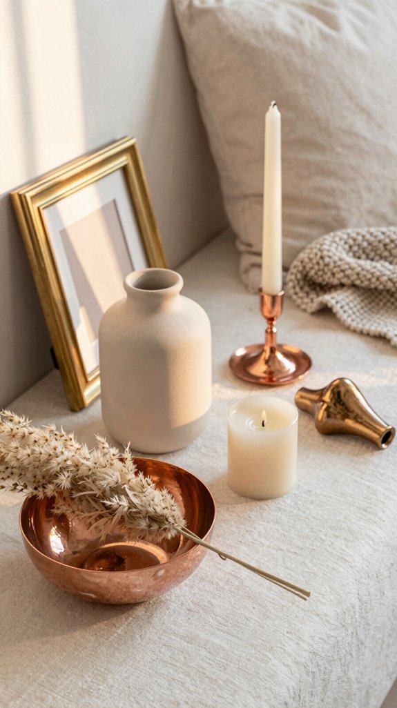 Nude Color Pairings for Soft and Neutral Interiors 9 warm metallic nude accents