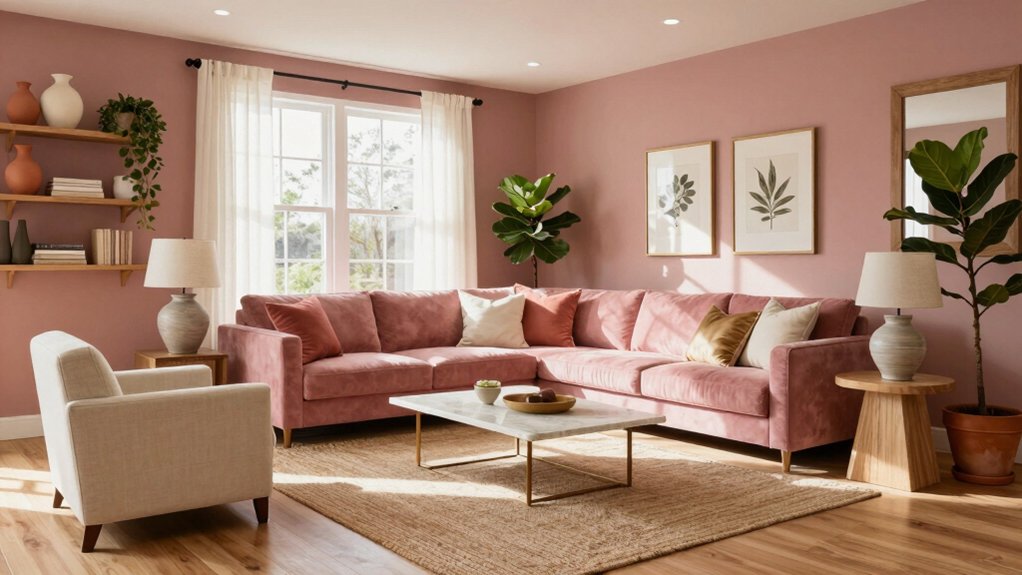 warm pink room accents