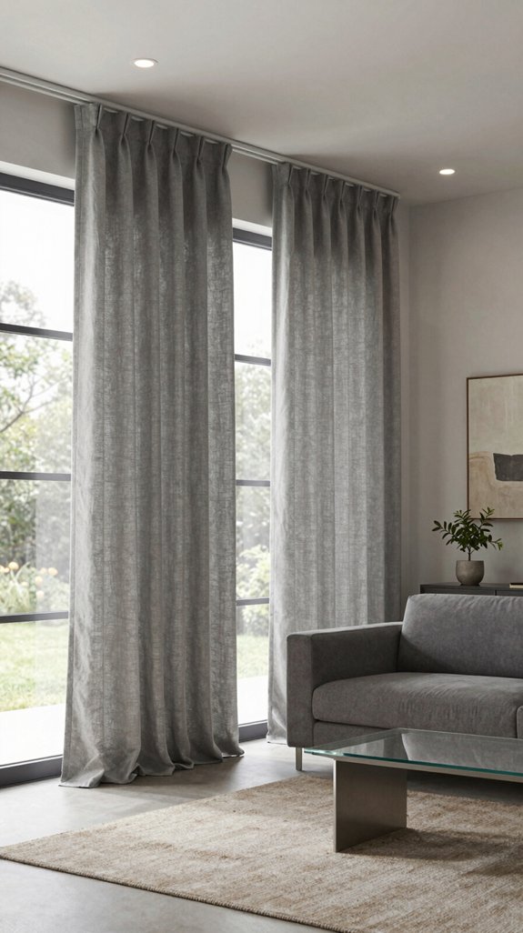 warm textured grey curtains