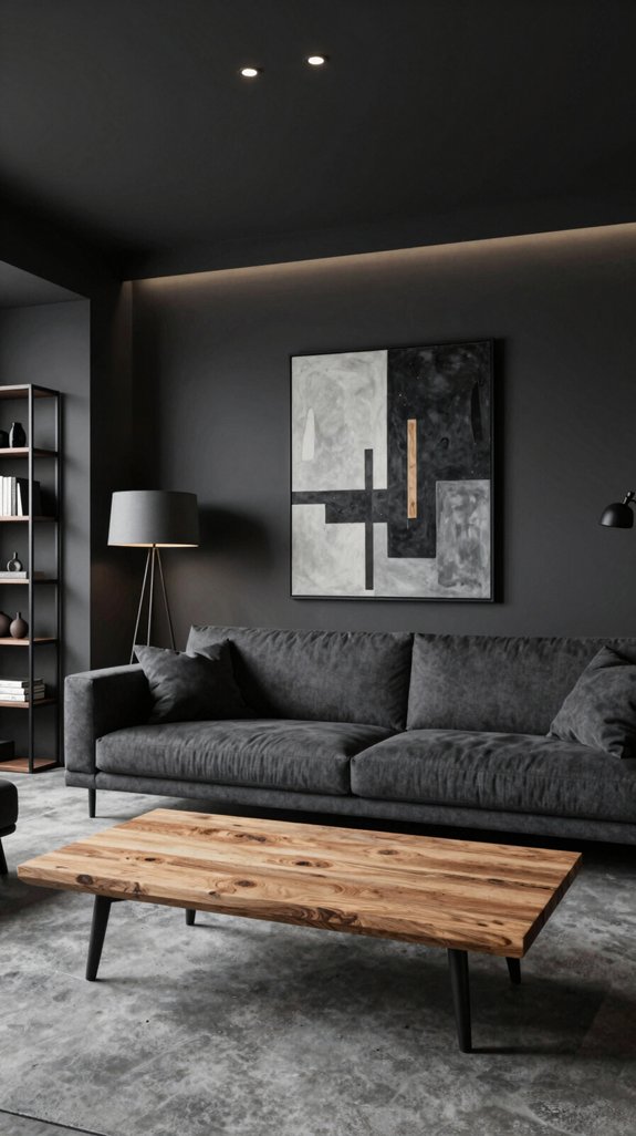 Black and Grey Interior Color Pairings That Feel Modern and Balanced 6 warm wood in monochrome interiors