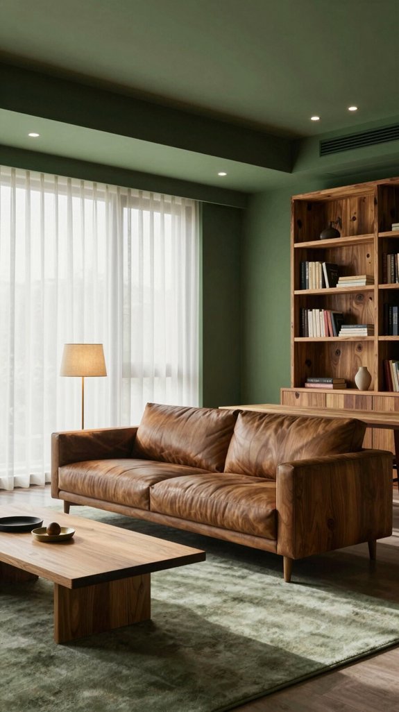warm wood meets forest green