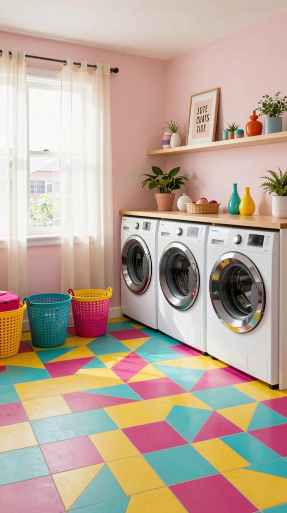 17 Funky Laundry Room Ideas With Bold Personality 9 whimsical flooring adds flair