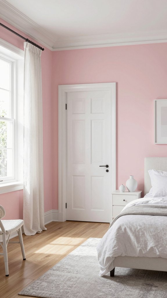 Colors That Complement Pink Walls 14 white trim accentuates pink