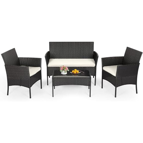 wicker patio coffee set