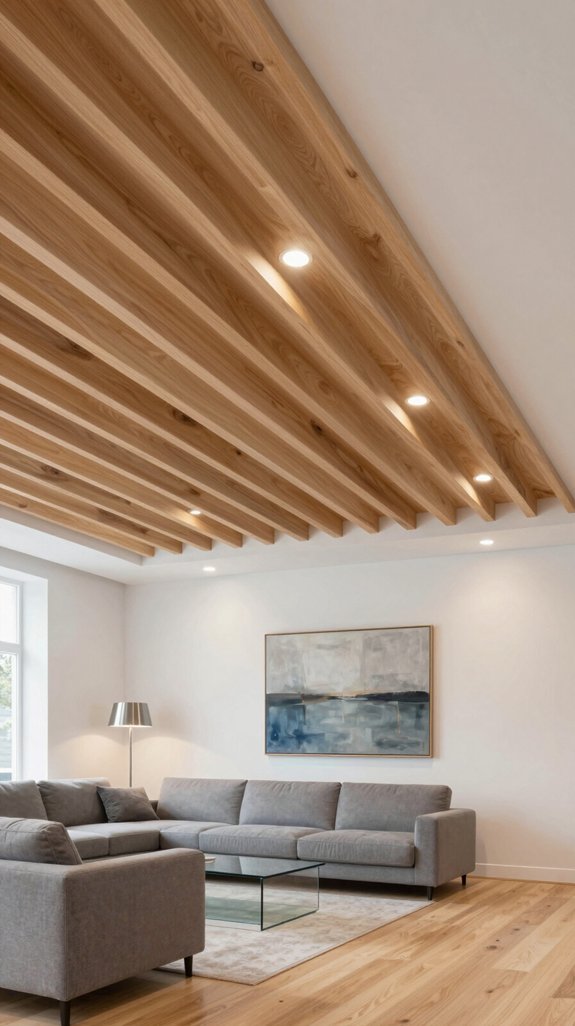 wood slats false ceiling installation
