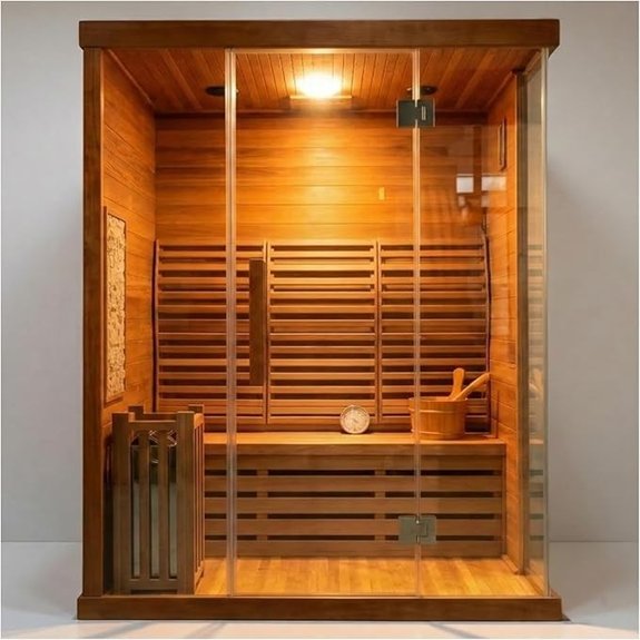 wooden steam sauna with wi fi