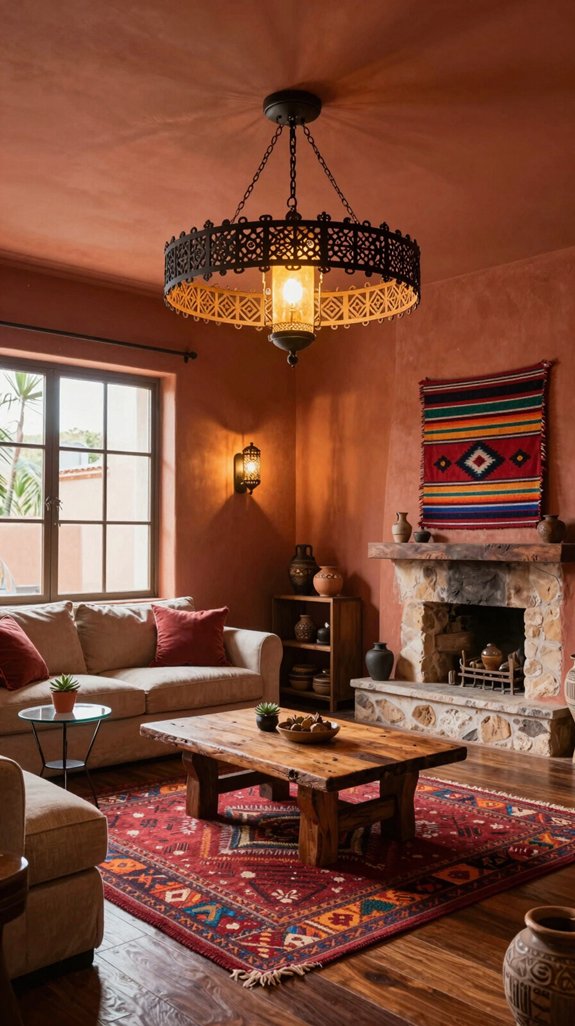 wrought iron fixtures enhance ambiance