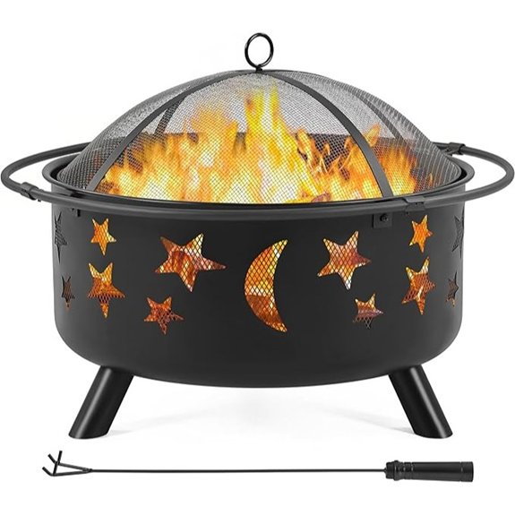 yaheetech 30in outdoor fire pit with screen poker