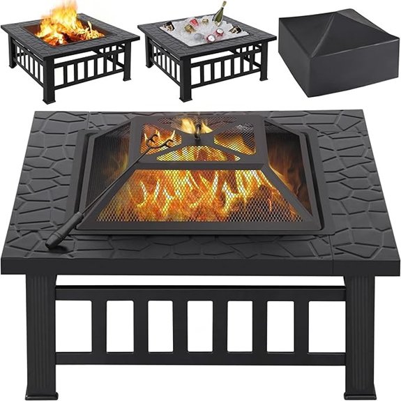 15 Outdoor Fireplaces That Turn Any Backyard Into a Cozy Retreat 5 yaheetech 32 square fire pit table