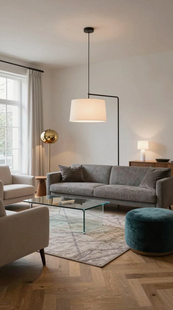 zone defined floor lamp arrangement