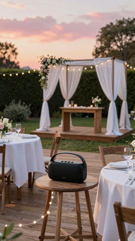 17 Cheap Backyard Wedding Ideas That Still Look Elegant 18 360 bluetooth speaker setup