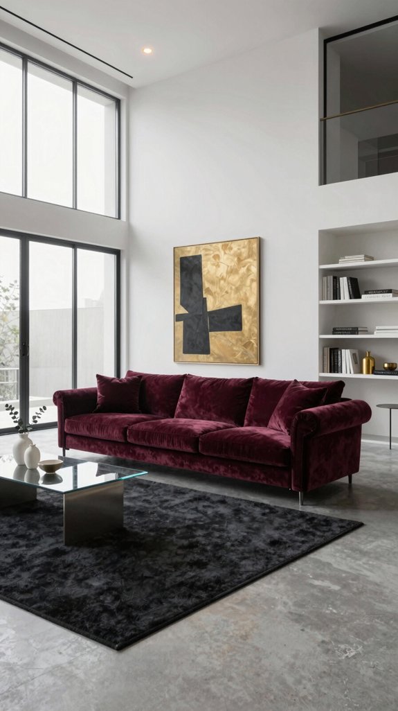 aubergine sofa minimalist