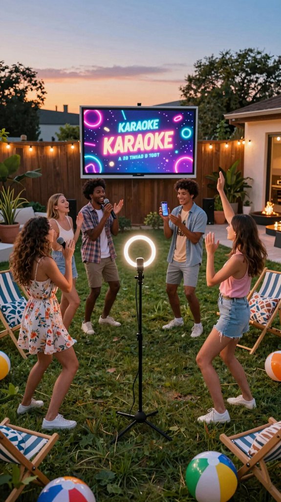 backyard karaoke sing off setup