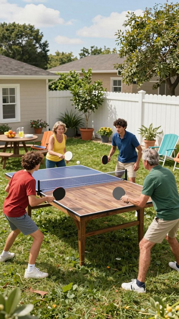 backyard ping pong tournament setup