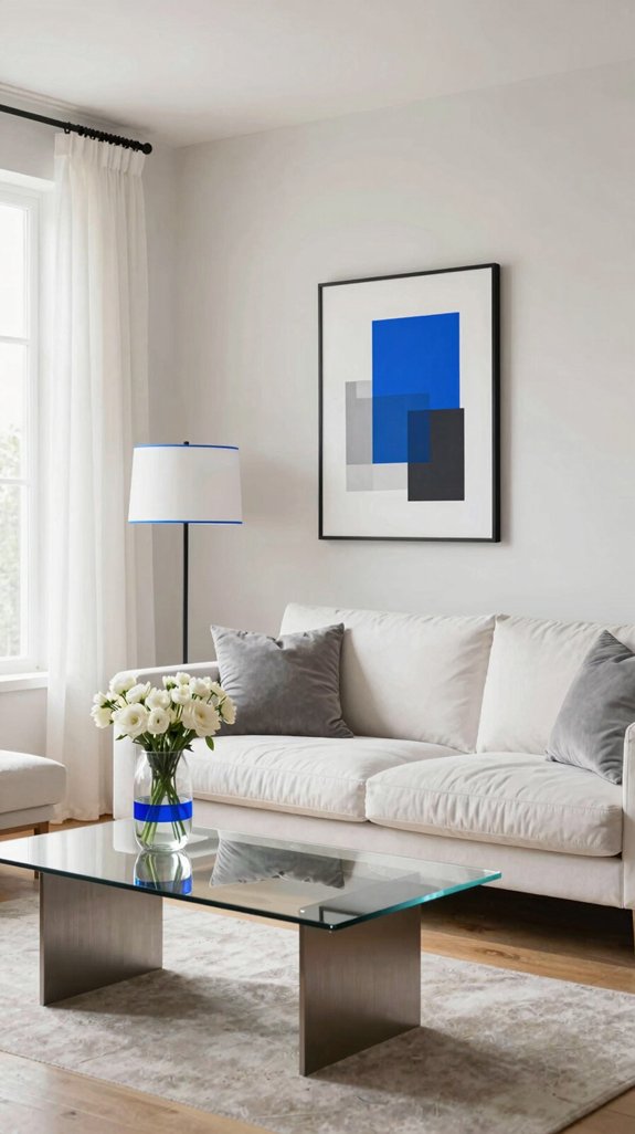 blue accents elevate living rooms