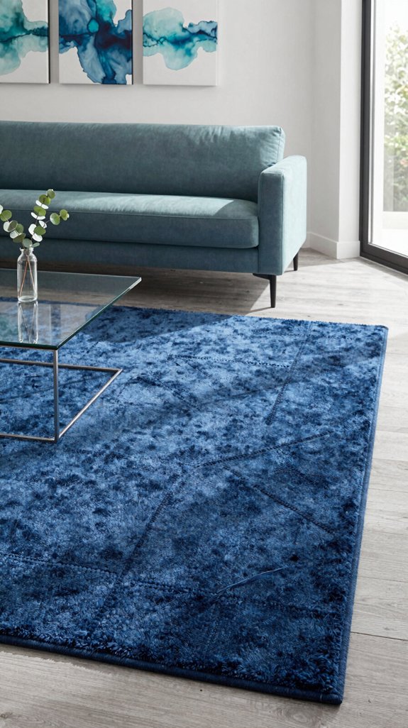 blue based rug styling