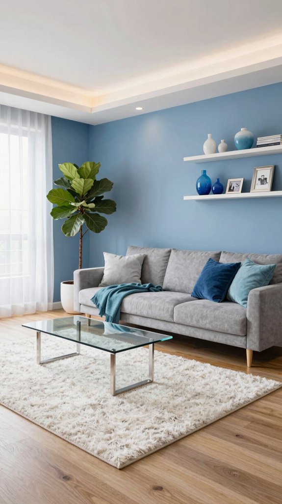 blue living room makeover