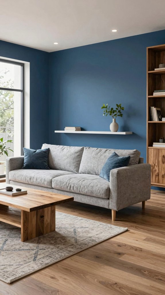 blue walls paired wood