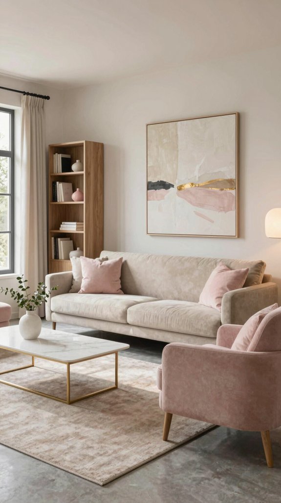 Beige Living Room Color Pairings That Add Depth and Interest 8 blush pink accent